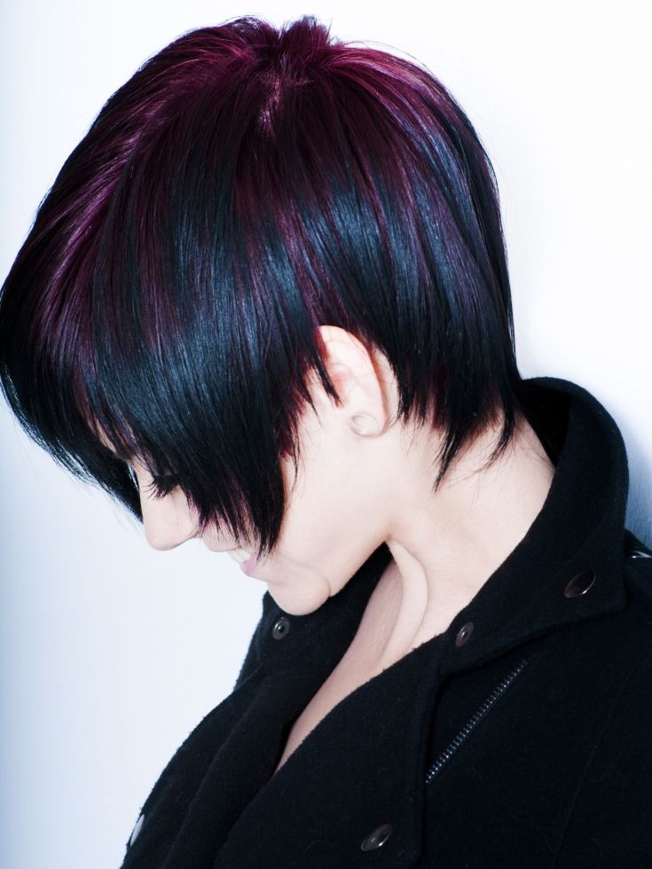 (+180 photos) Coloration cheveux noirs pour cheveux courts