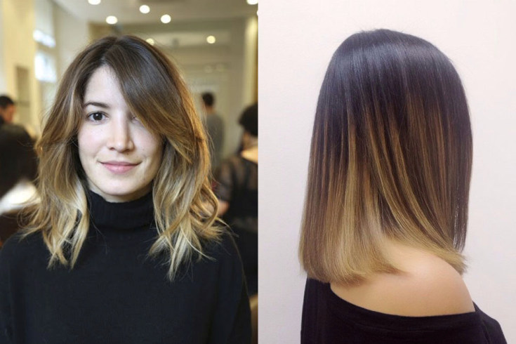 (+180 photos) Shatush sur cheveux foncés de longueur moyenne