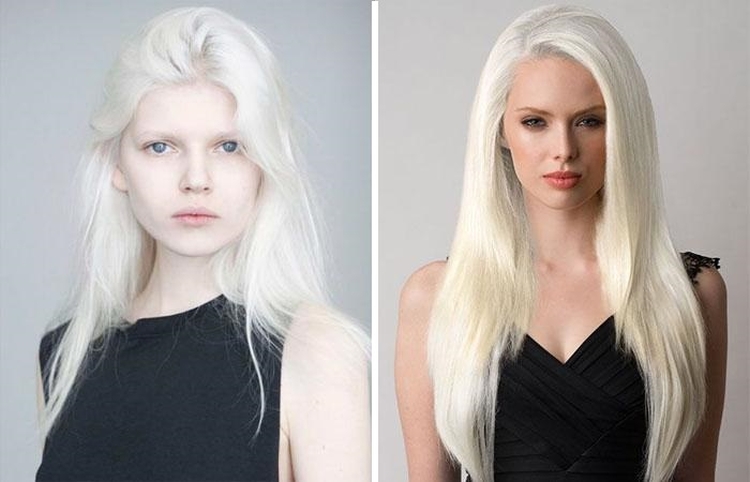 Couleur de cheveux laiteuse avec différentes nuances