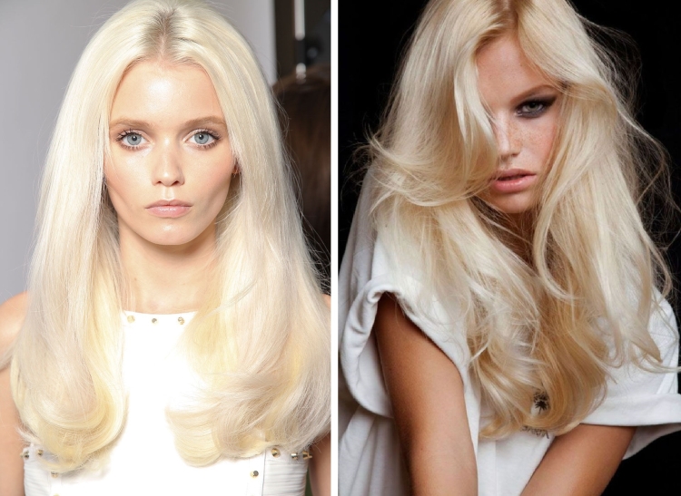 Couleur de cheveux laiteuse avec différentes nuances