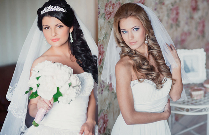 (+240 photos) Coiffures de mariage pour cheveux longs avec un voile