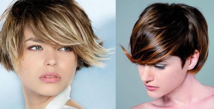 (+125 photos) Coupe de cheveux Shatush pour cheveux courts foncés