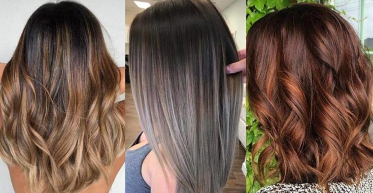(+180 photos) Shatush sur cheveux foncés de longueur moyenne