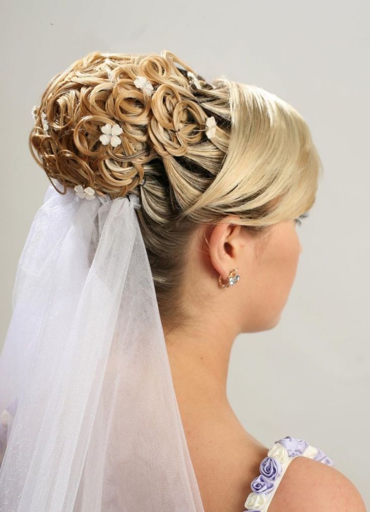 (+240 photos) Coiffures de mariage pour cheveux longs avec un voile
