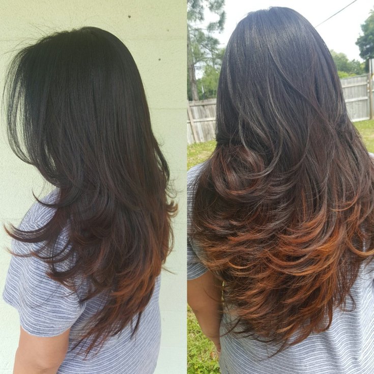 Coupe de cheveux en cascade pour cheveux longs