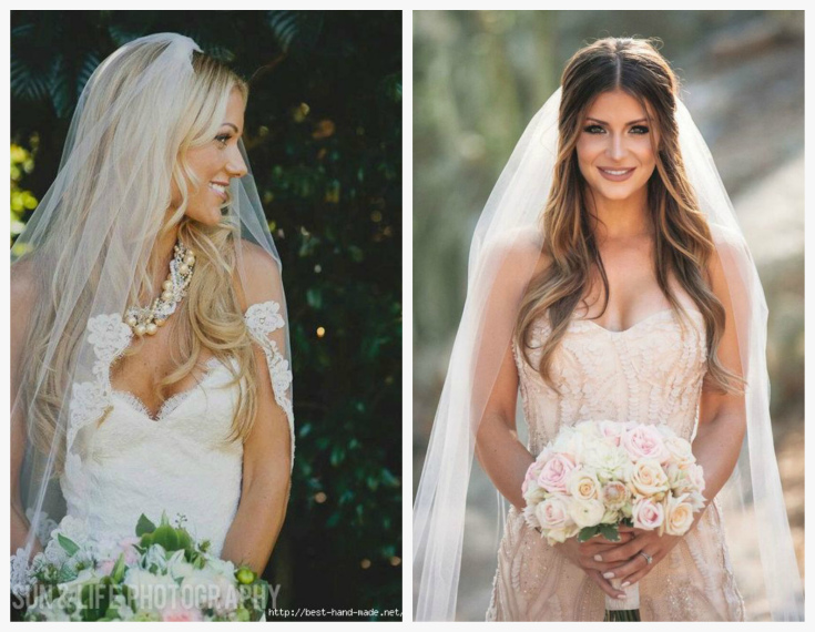 (+240 photos) Coiffures de mariage pour cheveux longs avec un voile