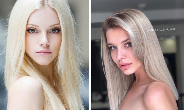 Couleur de cheveux laiteuse avec différentes nuances