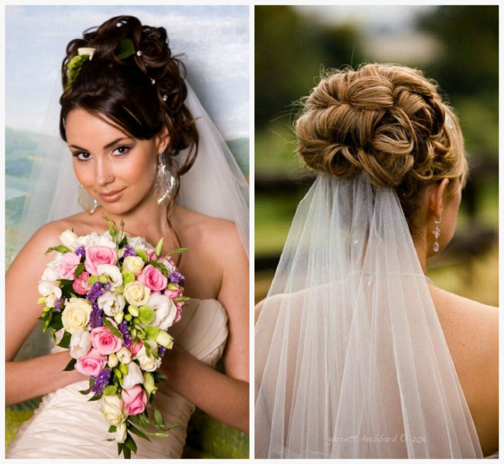 (+240 photos) Coiffures de mariage pour cheveux longs avec un voile