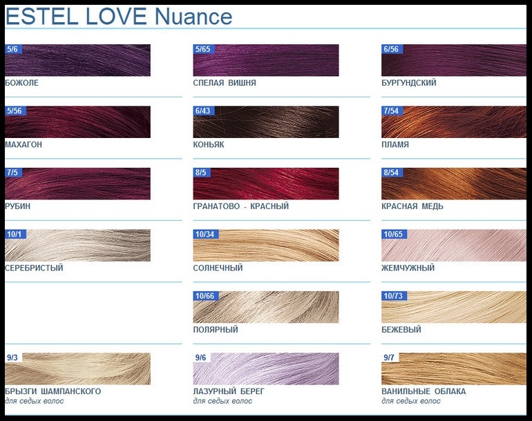 Palette de couleurs de cheveux Estelle