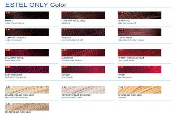 Palette de couleurs de cheveux Estelle