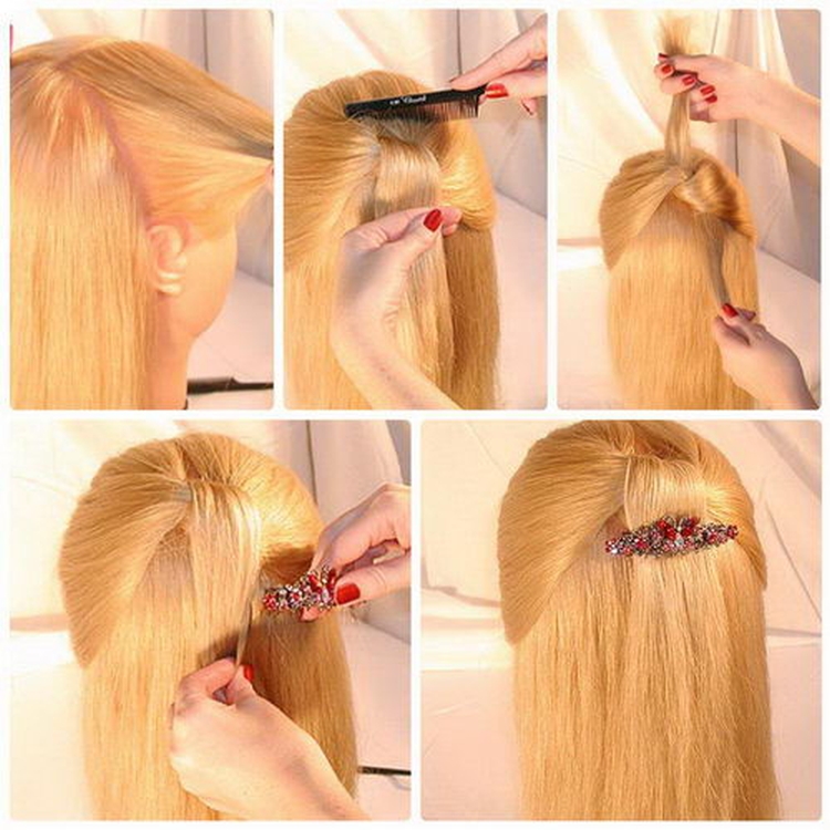Coiffure pince à cheveux avec barrettes