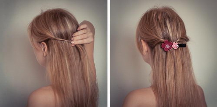 Coiffure pince à cheveux avec barrettes