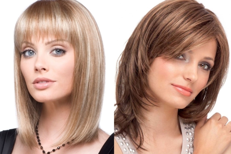 Coupe de cheveux pour cheveux mi-longs avec frange