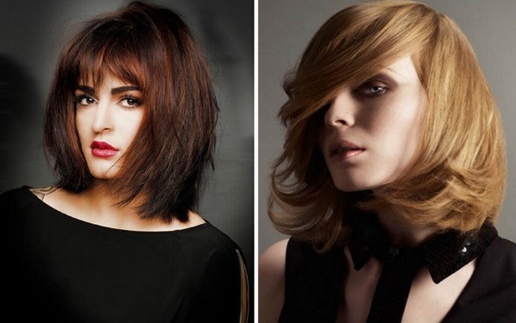 Coupe de cheveux pour cheveux mi-longs avec frange