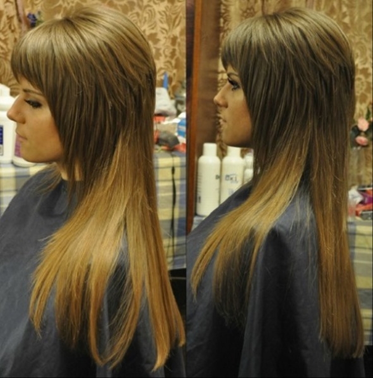 Coupe de cheveux pour cheveux longs avec une frange