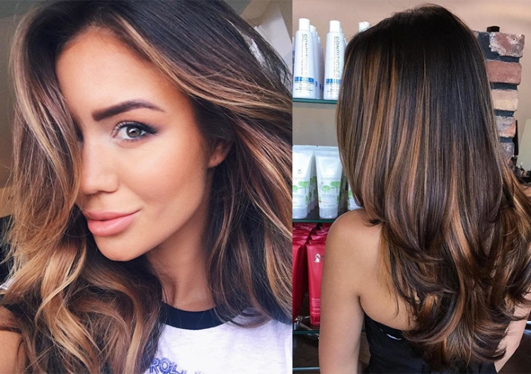 Coloration complexe des cheveux pour les brunes photo