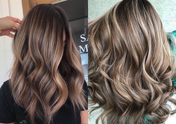 Coloration complexe des cheveux pour les brunes photo