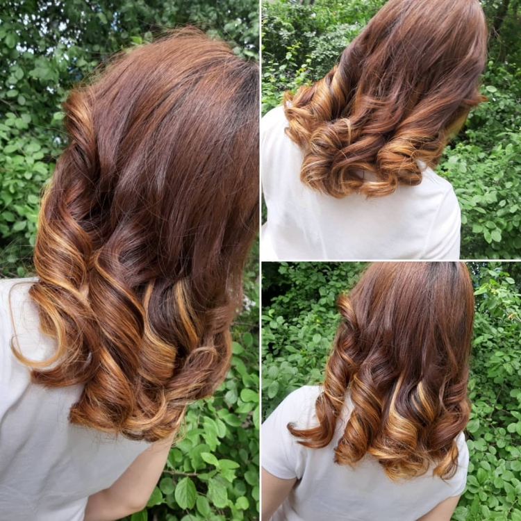 Cheveux bruns aux pointes blanches