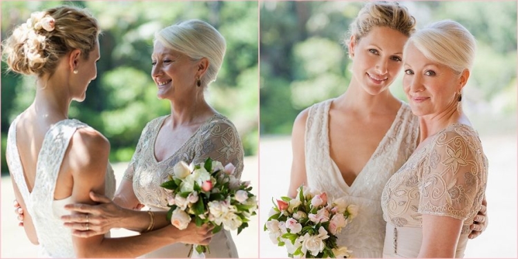 Coiffures pour la mère de la mariée pour cheveux mi-longs