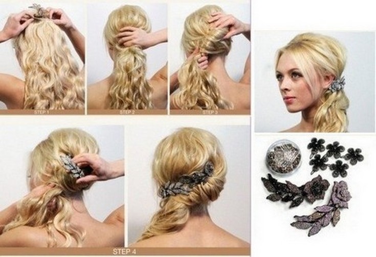 Coiffures latérales avec des boucles