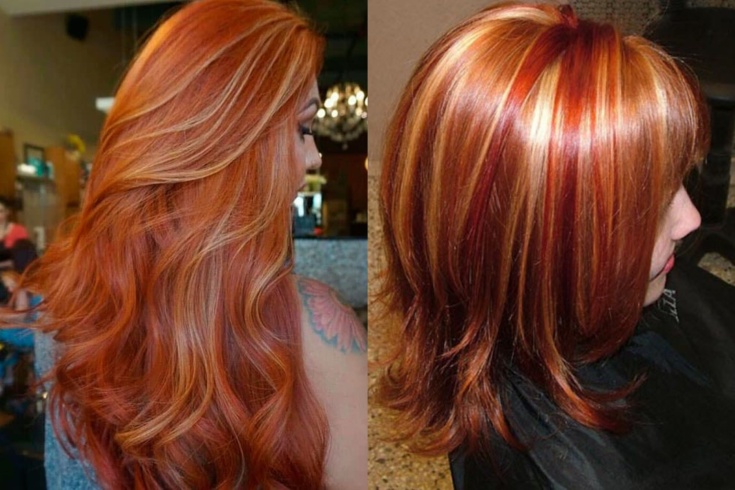 (+70 photo) Couleur de cheveux roux avec des reflets